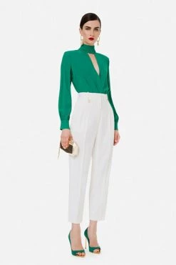 Elisabetta Franchi Broeken Cropped Trousers White -Elisabetta Franchi Winkel e7cafb560706157f0f734ebfd4651c7c