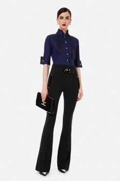 Elisabetta Franchi Wijde Broeken Wide Trousers Black -Elisabetta Franchi Winkel e883a82aeab5c9534690e2624a0a533d