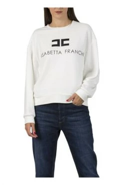 Elisabetta Franchi Hoodies & Sweatvesten Sweatshirt With Logo Beige -Elisabetta Franchi Winkel e8d60ff45717c6a63bb2aef1595d1a4b