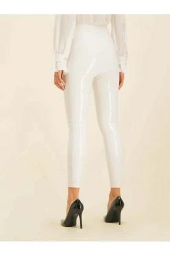 Elisabetta Franchi Leren Broeken Trousers White