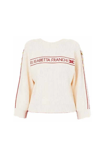 Elisabetta Franchi Sweaters Round-neck Knitwear Beige 2 Elisabetta Franchi Sweaters Round-neck Knitwear Beige - Afbeelding 2