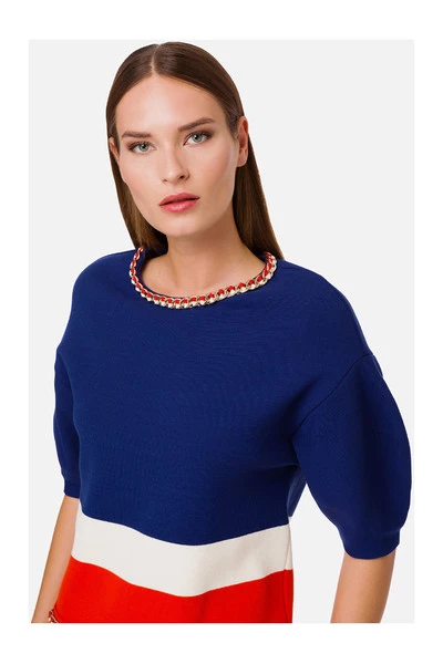 Elisabetta Franchi Casual Jurken Kortketenige Detail Verzorgd Blue 5 Elisabetta Franchi Casual Jurken Kortketenige Detail Verzorgd Blue - Afbeelding 5