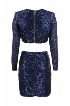 Elisabetta Franchi Feestjurken Skirt And Top Outfit In Full Sequins Blue -Elisabetta Franchi Winkel ea401fceccea4f07e4ae1aac47810ed8