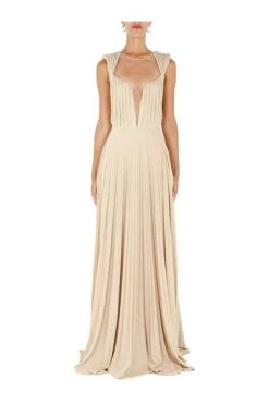 Elisabetta Franchi Jurken Red Carpet Dress With Pendant Charm Beige -Elisabetta Franchi Winkel ea87ec4cfc463f89e22ad51a3bd322df