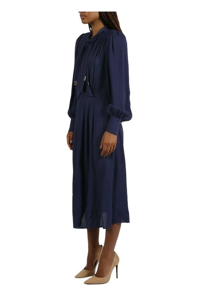 Elisabetta Franchi Casual Jurken GEORGETTE SHIRT DRESS Blue 1 Elisabetta Franchi Casual Jurken GEORGETTE SHIRT DRESS Blue