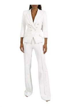 Elisabetta Franchi Blazers CREPE BLAZER White -Elisabetta Franchi Winkel ec160781101946b883f5969b350fa1f1