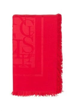 Elisabetta Franchi Sjaals Pashmina Jacquard Disegno Lettering Red