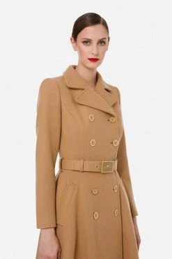 Elisabetta Franchi Trenchcoats & Mantels Double-Breasted Coats Beige