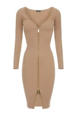 Elisabetta Franchi Casual Jurken Knitted Dresses Beige -Elisabetta Franchi Winkel ecfec56fec755df6b588691b90052b63