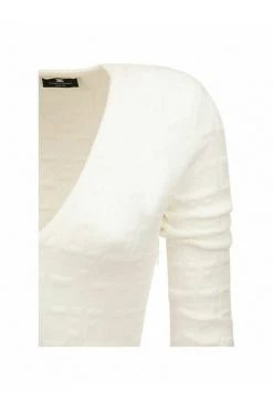 Elisabetta Franchi Casual Jurken Embossed Monogram Stitch Mini Dress White -Elisabetta Franchi Winkel edecbf9c24147b41449c34e6553144cb