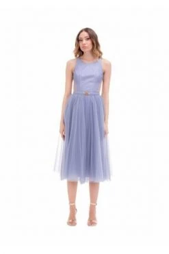 Elisabetta Franchi Jurken Dress With Top And Tulle Skirt Purple