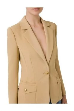 Elisabetta Franchi Blazers Single Breasted Blazer Beige