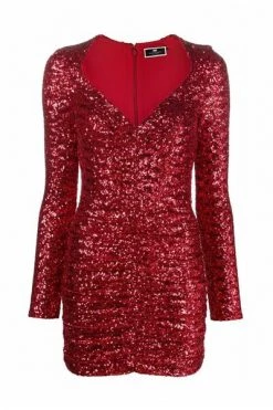 Elisabetta Franchi Casual Jurken Mini Draped Dress In Full Sequins Beige