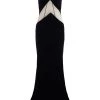 Elisabetta Franchi Feestjurken Velvet Mermaid Dress With Nude Tulle Inserts Black