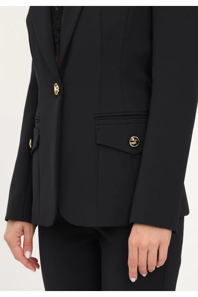 Elisabetta Franchi Blazers Single-Breasted Tailored Blazer Black 2 Elisabetta Franchi Blazers Single-Breasted Tailored Blazer Black - Afbeelding 2