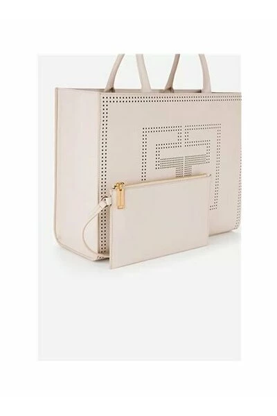 Elisabetta Franchi Shoppers Shopping Bag Beige 3 Elisabetta Franchi Shoppers Shopping Bag Beige - Afbeelding 3