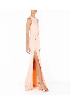 Elisabetta Franchi Maxi Jurken Red Carpet Dress Dimanate With AB14822E2 Opening Pink