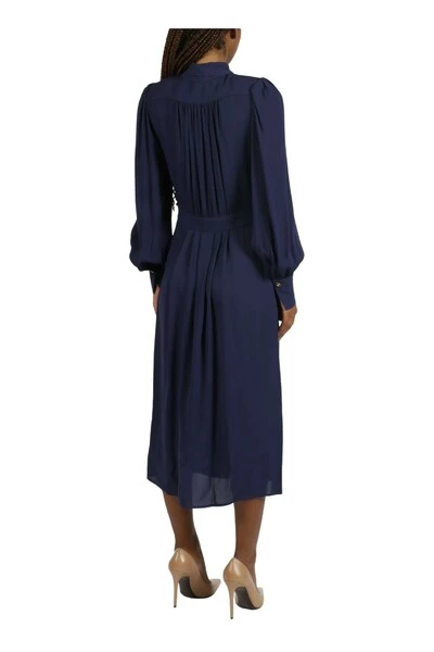 Elisabetta Franchi Casual Jurken GEORGETTE SHIRT DRESS Blue 3 Elisabetta Franchi Casual Jurken GEORGETTE SHIRT DRESS Blue - Afbeelding 3