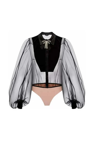 Elisabetta Franchi Longsleeve Shirts Blouse Body Black 1 Elisabetta Franchi Longsleeve Shirts Blouse Body Black