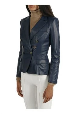 Elisabetta Franchi Blazers NAPPA LEATHER JACKET Blue -Elisabetta Franchi Winkel f524f0a5cb8e12686dd2b92cec85a2c9