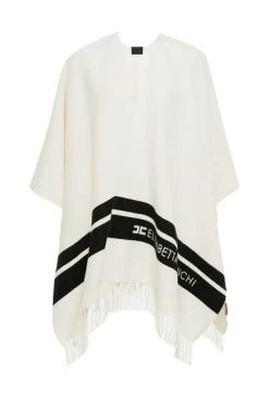 Poncho's ELISABETTA FRANCHI BUTTER CAPE WITH LOGO White