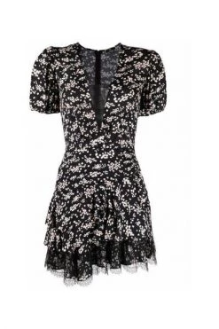 Elisabetta Franchi Casual Jurken Mini Dress With Micro Flower Print Black