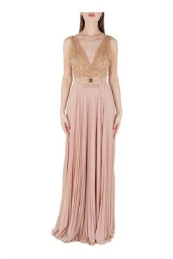 Elisabetta Franchi Jurken Red Carpet Dress With Embroidered Bodice Pink