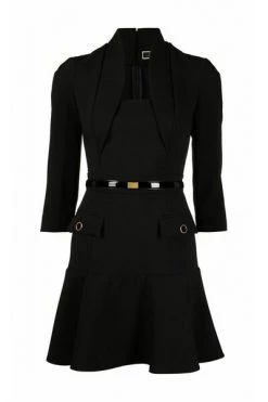 Elisabetta Franchi Casual Jurken Mini Dress With Belt Black -Elisabetta Franchi Winkel f70c2a948695047d16166dc8868ea750