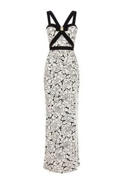 Elisabetta Franchi Jurken Red Carpet Mermaid-Style Dress With Rose Print White -Elisabetta Franchi Winkel f8ad56006b591e8ddea96f910408100e