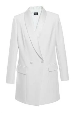 Elisabetta Franchi Casual Jurken SMOKING DRESS White -Elisabetta Franchi Winkel f8fd2f4c598796d83d768a75d055c4eb