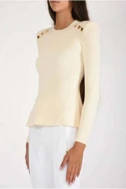 Elisabetta Franchi Sweaters Round-Neck Knitwear Yellow -Elisabetta Franchi Winkel fa61c32f7e21dc93091cddc5ae89bc09