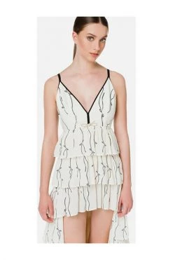 Elisabetta Franchi Jurken Red Carpet Dress With Flounces And Bow Print Beige -Elisabetta Franchi Winkel fab234133269a62688607f746a542e55
