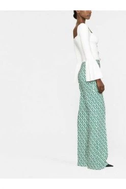 Elisabetta Franchi Wijde Broeken Wide Trousers Green