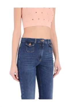Elisabetta Franchi Flared Jeans Jeans With Crooked Bottom Blue -Elisabetta Franchi Winkel facfd5ecc3c0c4cd6ee665fc34e7b094