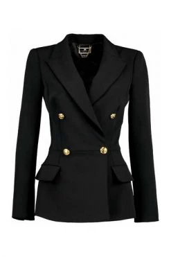 Elisabetta Franchi Blazers Double-Breasted Jacket With Logoed Buttons Black