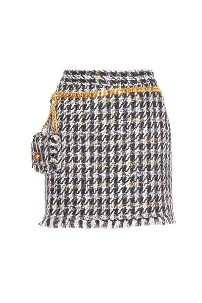 Elisabetta Franchi Korte Rokken Frayed Skirt With Belt Bag Black 1 Elisabetta Franchi Korte Rokken Frayed Skirt With Belt Bag Black