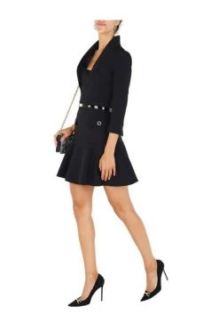 Elisabetta Franchi Casual Jurken Dress With Flared Skirt And Bolero Black