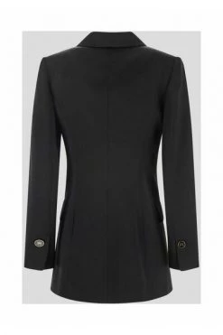Elisabetta Franchi Blazers Satin Jacket With Logoed Buttons Black
