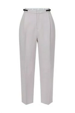 Elisabetta Franchi Broeken Trousers With Strap And Buckle Detail Gray