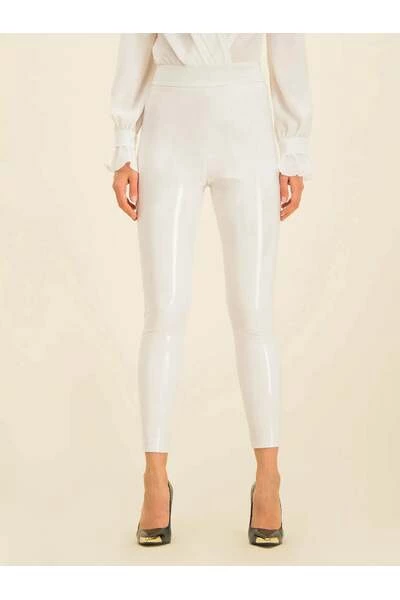 Elisabetta Franchi Leren Broeken Trousers White 2 Elisabetta Franchi Leren Broeken Trousers White - Afbeelding 2