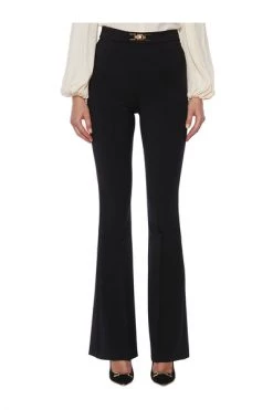 Elisabetta Franchi Wijde Broeken Paw Black